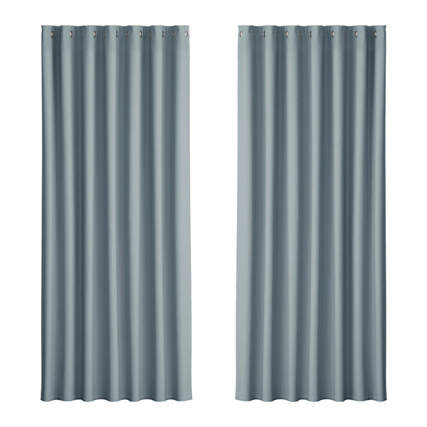 Artiss 2X Blockout Curtains Blackout Window Curtain Eyelet 240x230cm Grey