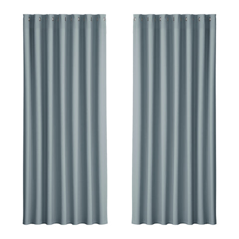 Artiss 2X Blockout Curtains Blackout Window Curtain Eyelet 240x230cm Grey