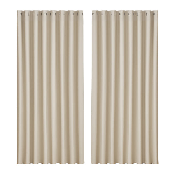 Artiss 2X Blockout Curtains Blackout Window Curtain Eyelet 300x230cm Beige