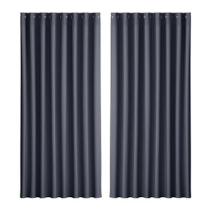 Artiss 2X Blockout Curtains Blackout Window Curtain Eyelet 300x230cm Charcoal