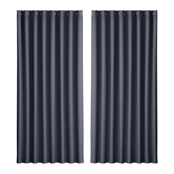 Artiss 2X Blockout Curtains Blackout Window Curtain Eyelet 300x230cm Charcoal