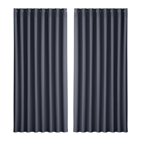 Artiss 2X Blockout Curtains Blackout Window Curtain Eyelet 300x230cm Charcoal