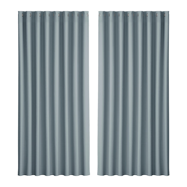 Artiss 2X Blockout Curtains Blackout Window Curtain Eyelet 300x230cm Grey