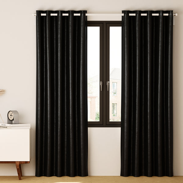 Artiss 2X Blockout Curtains Blackout Window Curtain Eyelet 140x230cm Black