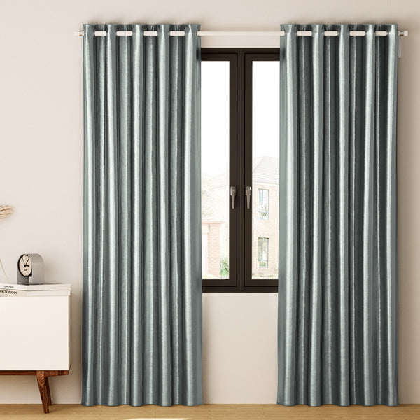 Artiss 2X Blockout Curtains Blackout Window Curtain Eyelet 180x213cm Grey