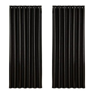 Artiss 2X Blockout Curtains Blackout Window Curtain Eyelet 240x230cm Black