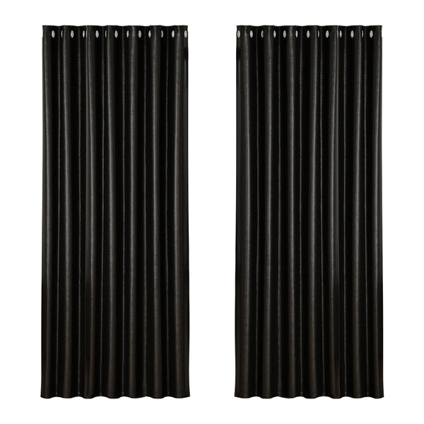 Artiss 2X Blockout Curtains Blackout Window Curtain Eyelet 240x230cm Black