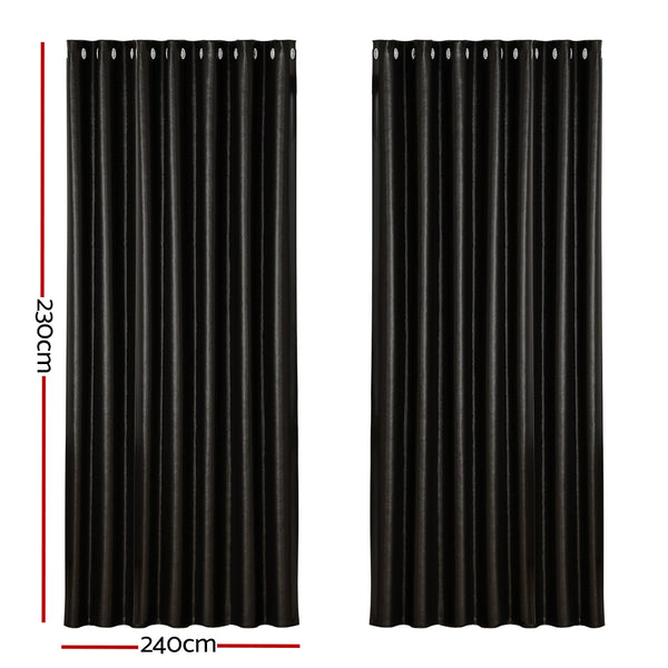 Artiss 2X Blockout Curtains Blackout Window Curtain Eyelet 240x230cm Black