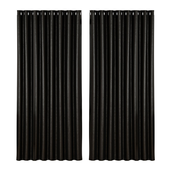 Artiss 2X Blockout Curtains Blackout Window Curtain Eyelet 300x230cm Black