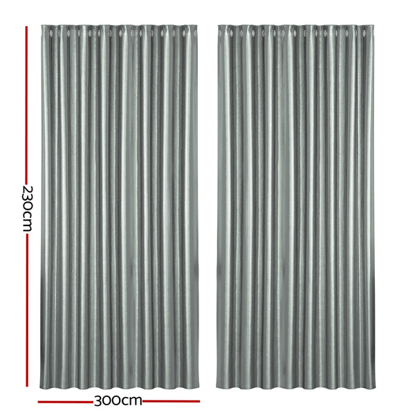 Artiss 2X Blockout Curtains Blackout Window Curtain Eyelet 300x230cm Grey