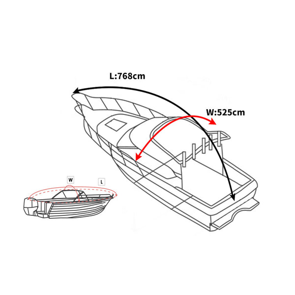 17-19 FT Boat Cover Trailerable Weatherproof 600D Jumbo Marine Heavy Duty