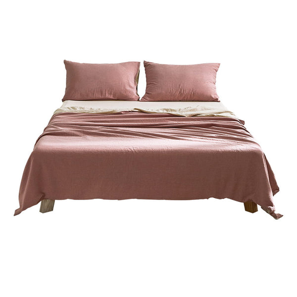 Cosy Club Sheet Set Cotton Sheets Double Vanilla Rhubarb