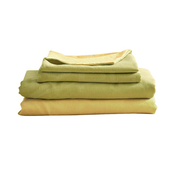 Cosy Club Washed Cotton Sheet Set Yellow Lime King