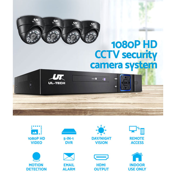 UL-tech CCTV Security Home Camera System DVR 1080P Day Night 2MP IP 4 Dome Cameras 1TB Hard disk