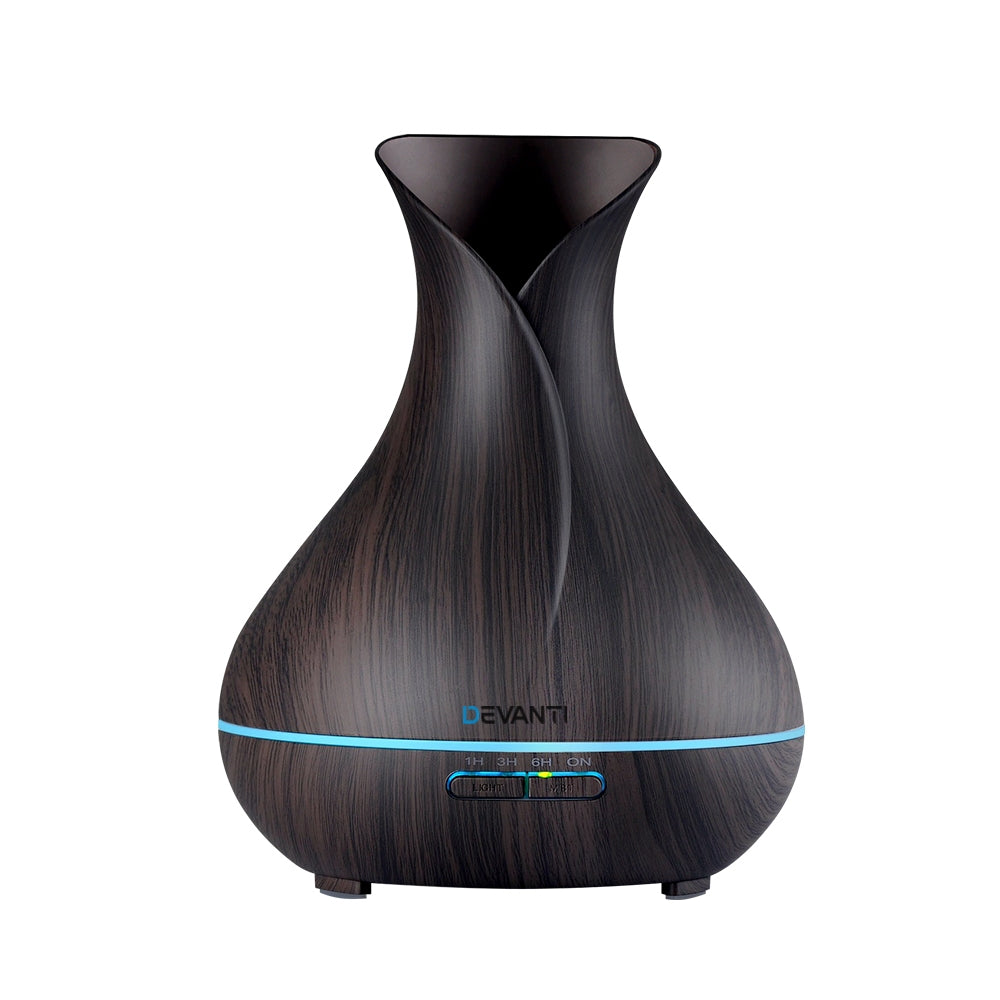 Devanti 400ml 4 in 1 Aroma Diffuser with remote control- Dark Wood