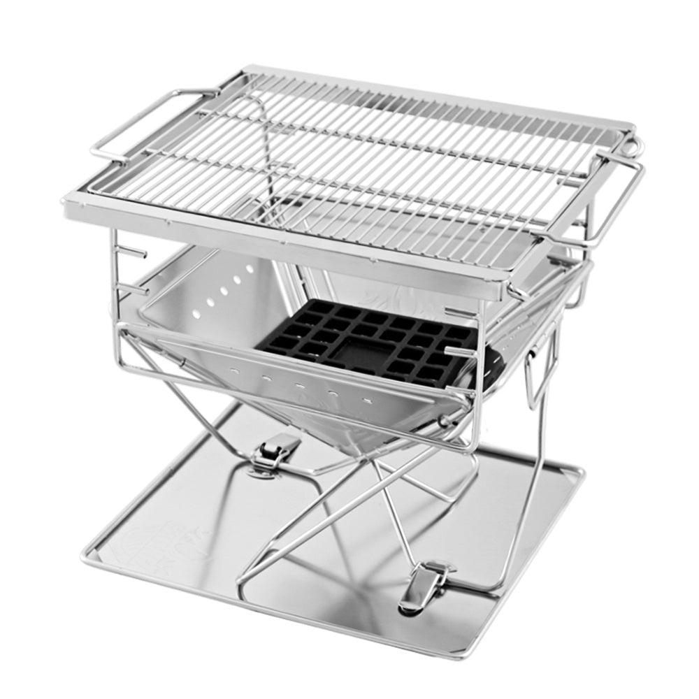 Grillz Camping Fire Pit BBQ Portable Folding Stainless Steel Stove Outdoor Pits