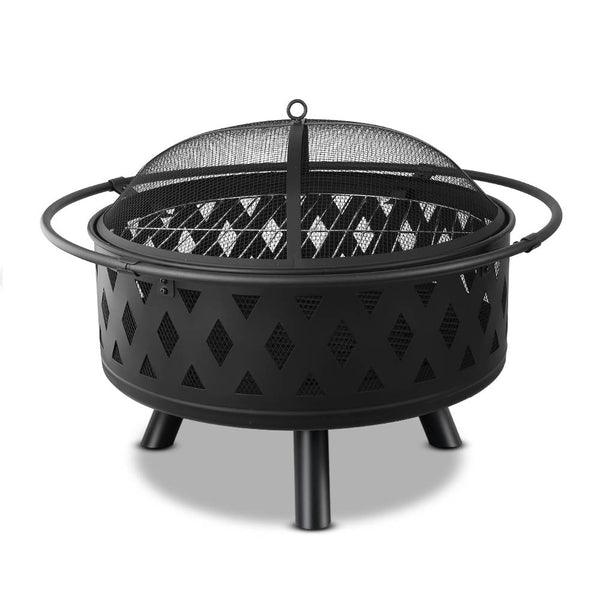 Fire Pit BBQ Charcoal Grill Ring Portable Outdoor Kitchen Fireplace 32"