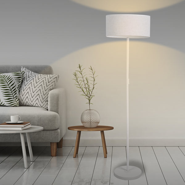 Modern LED Floor Stand Reading Lamp Light with Classic Linen Fabric Shade Indoor decoration