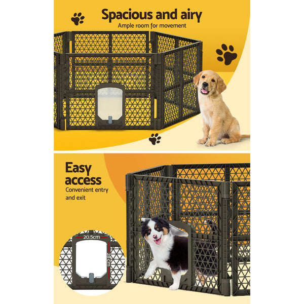 i.Pet Pet Dog Playpen Enclosure 6 Panel Fence Puppy Cage Plastic Play Pen Fold