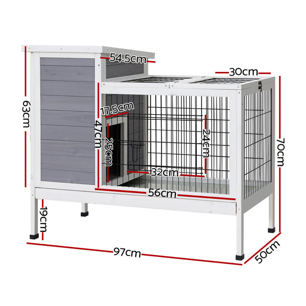 i.Pet Rabbit Hutch Wooden Ferret Cage Habitat House Outdoor Large