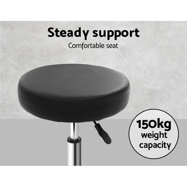 Artiss 2X Salon Stool Round Swivel Barber Hair Bar Stools Hydraulic Lift Black