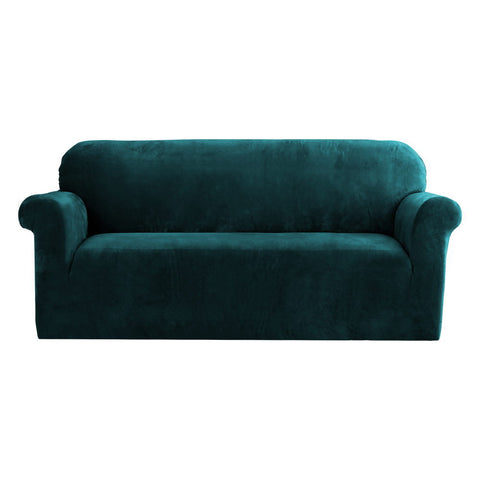 Artiss Velvet Sofa Cover Plush Couch Cover Lounge Slipcover 3 Seater Agate Green