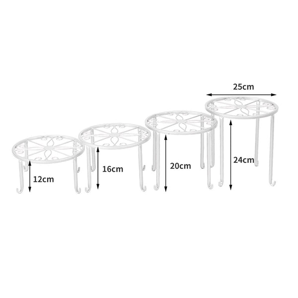 4 x Levede Metal Plant Stand Outdoor Indoor Garden Decor Flower Pot Rack White