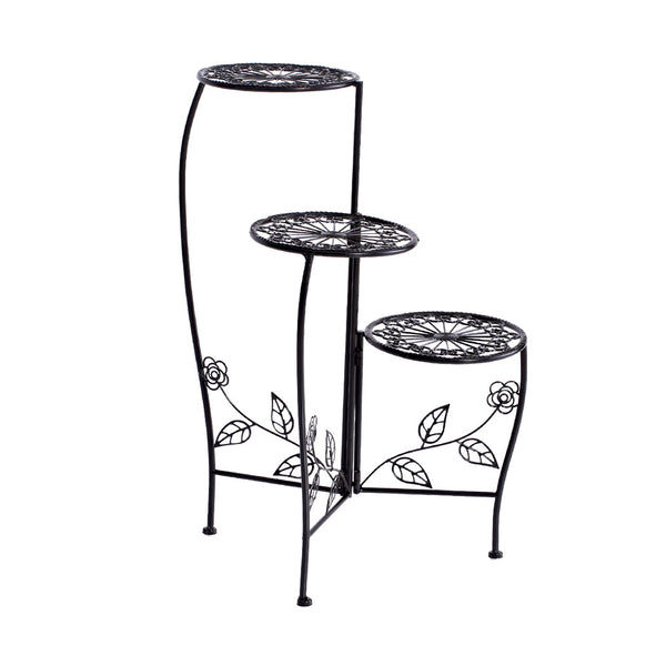 2X Wrought Iron Outdoor Indoor Flower Pots Plant Stand Garden Metal Corner Shelf