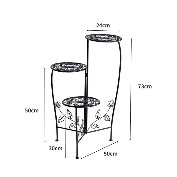 2X Wrought Iron Outdoor Indoor Flower Pots Plant Stand Garden Metal Corner Shelf