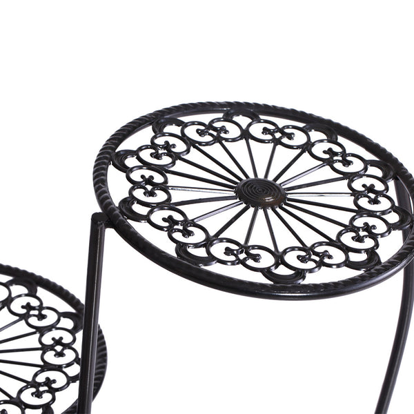 2X Wrought Iron Outdoor Indoor Flower Pots Plant Stand Garden Metal Corner Shelf