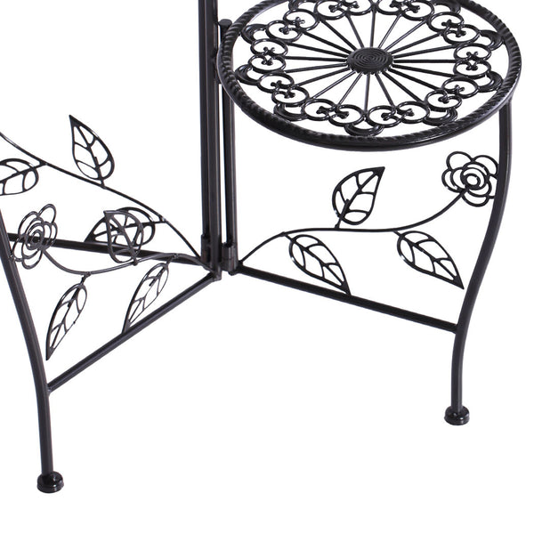 2X Wrought Iron Outdoor Indoor Flower Pots Plant Stand Garden Metal Corner Shelf