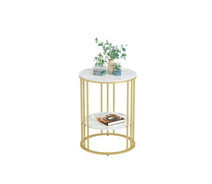 Interior Ave Cleo Gold Two Shelf Stone Side Table