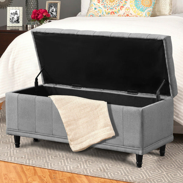 Levede Storage Ottoman Blanket Box Fabric Large Rest Chest Toy Foot Stool Grey