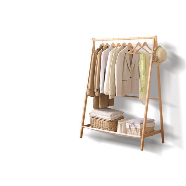 Levede Clothes Stand Garment Dyring Rack Hanger Organiser Wooden Rail Portable