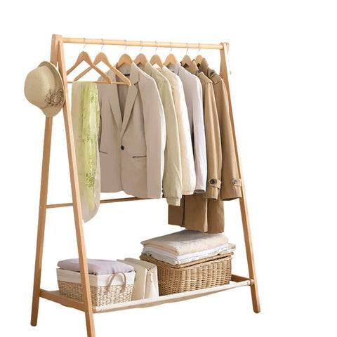 Levede Clothes Stand Garment Dyring Rack Hanger Organiser Wooden Rail Portable