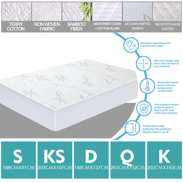 DreamZ Terry Cotton Fully Fitted Waterproof Mattress Protector in King Size