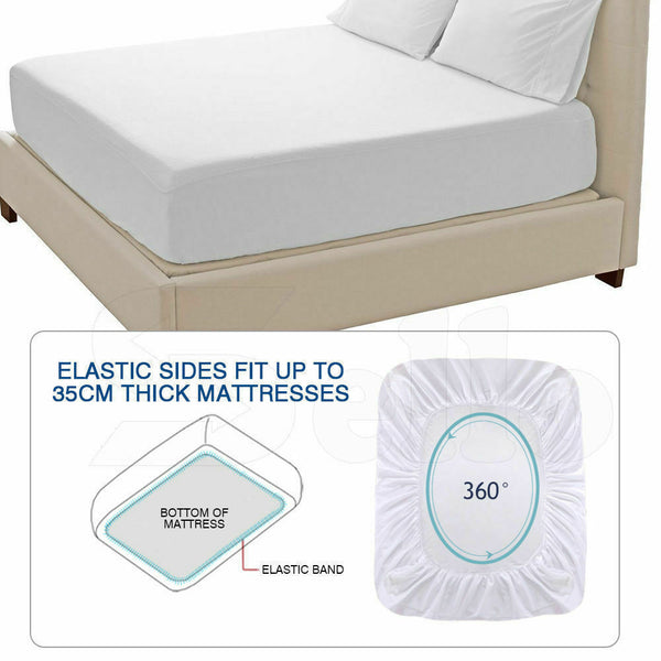 DreamZ Terry Cotton Fully Fitted Waterproof Mattress Protector in King Size