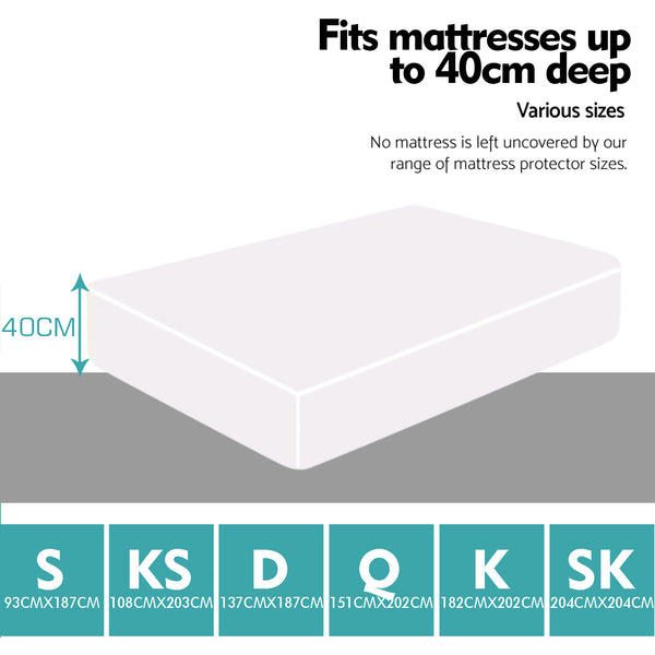 DreamZ Fitted Waterproof Mattress Protector with Bamboo Fibre Cover Double Size