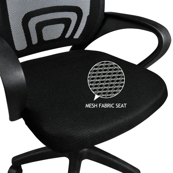 2 x Ergonomic Mesh Computer Home Office Desk Midback Task Black Adjustable Chair