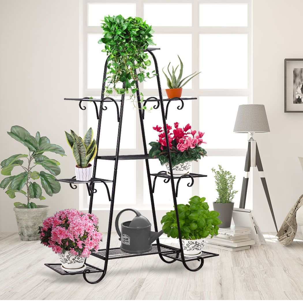 Levede Outdoor Indoor Metal Plant Stand Flower Pots Rack Garden Corner Shelf