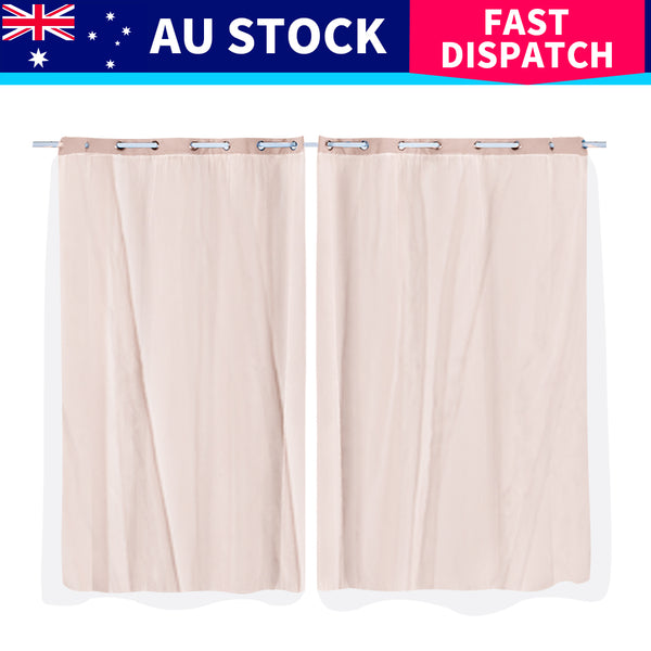 2x Blockout Curtains Panels 3 Layers with Gauze Room Darkening 140x244cm Rose