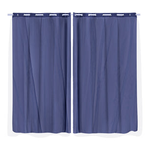 2x Blockout Curtains Panels 3 Layers with Gauze Room Darkening 180x230cm Navy