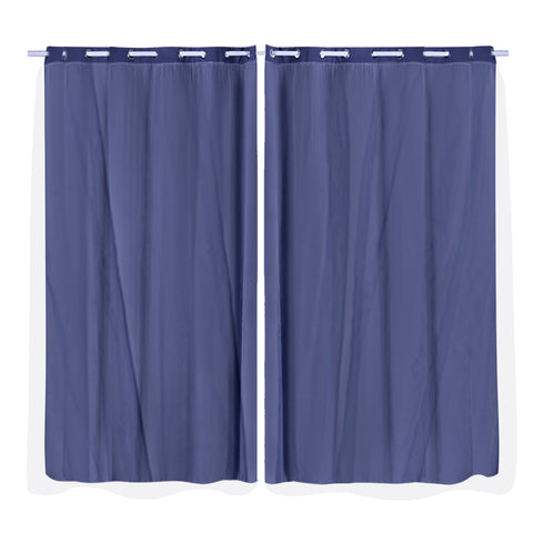 2x Blockout Curtains Panels 3 Layers with Gauze Room Darkening 180x230cm Navy