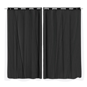 2x Blockout Curtains Panels 3 Layers with Gauze Room Darkening 180x213cm Black