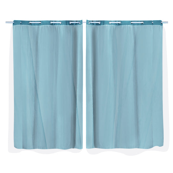 2x Blockout Curtains Panels 3 Layers with Gauze Darkening 140x244cm Turquoise