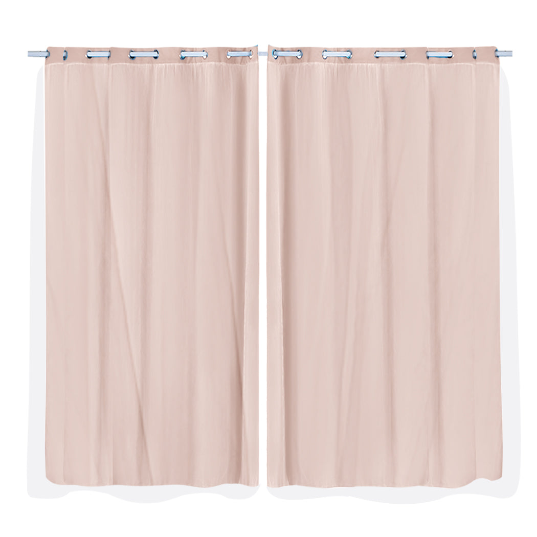 2x Blockout Curtains Panels 3 Layers with Gauze Room Darkening 180x230cm Rose