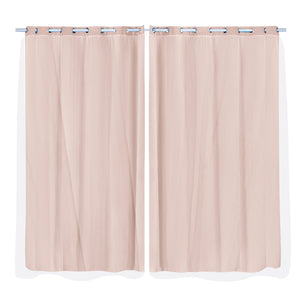 2x Blockout Curtains Panels 3 Layers with Gauze Room Darkening 180x230cm Rose