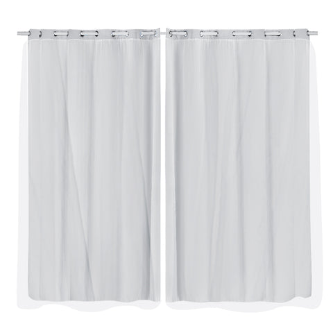 2x Blockout Curtains Panels 3 Layers with Gauze Room Darkening 180x213cm Grey