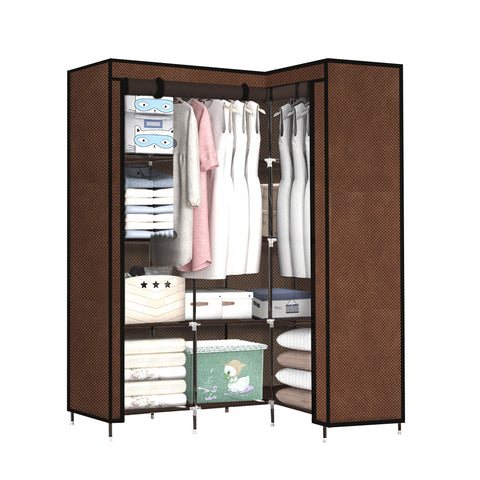 Levede Portable Clothes Closet Wardrobe Space Saver Storage Cabinet Coffee