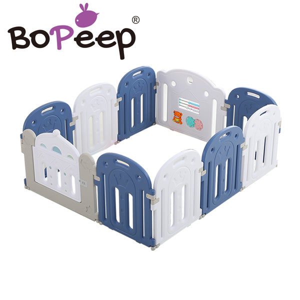 BoPeep Kids Baby Playpen Safety Gate Toddler Fence 10 Panel with Music Toy Blue